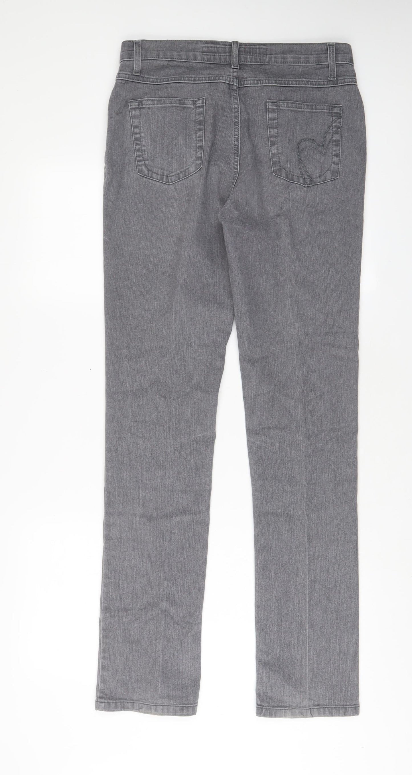 Per Una Womens Grey Cotton Skinny Jeans Size 12 L33 in Regular Zip