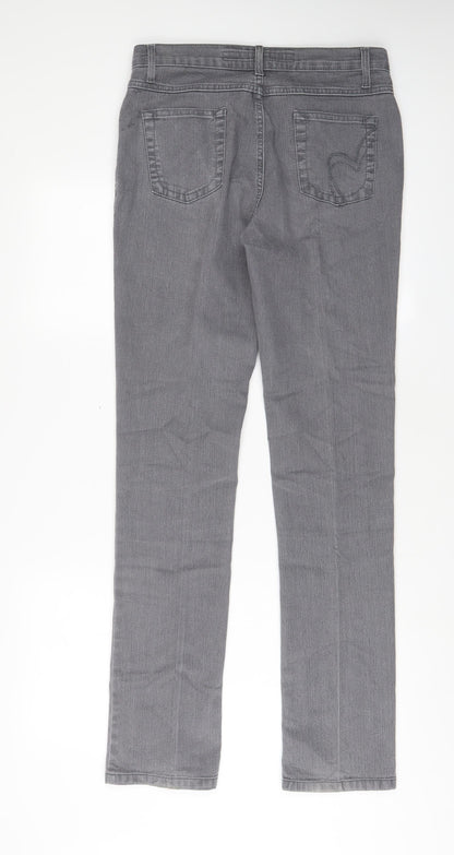 Per Una Womens Grey Cotton Skinny Jeans Size 12 L33 in Regular Zip