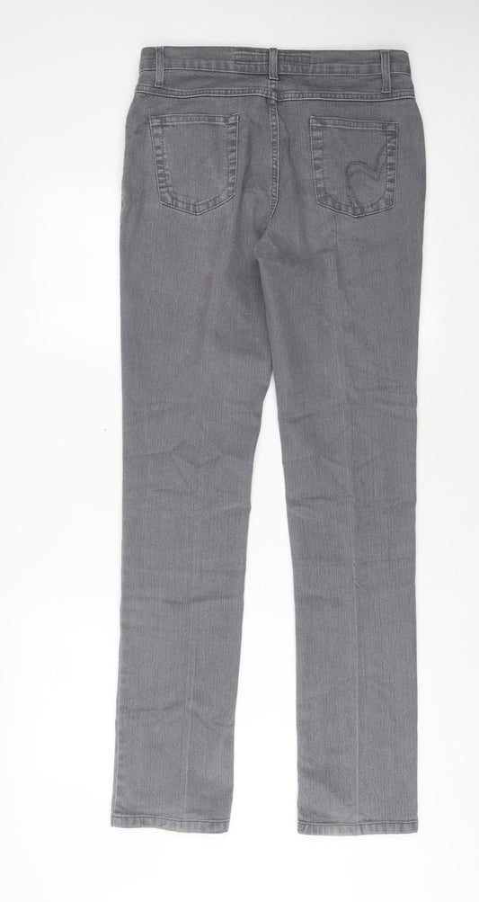 Per Una Womens Grey Cotton Skinny Jeans Size 12 L33 in Regular Zip