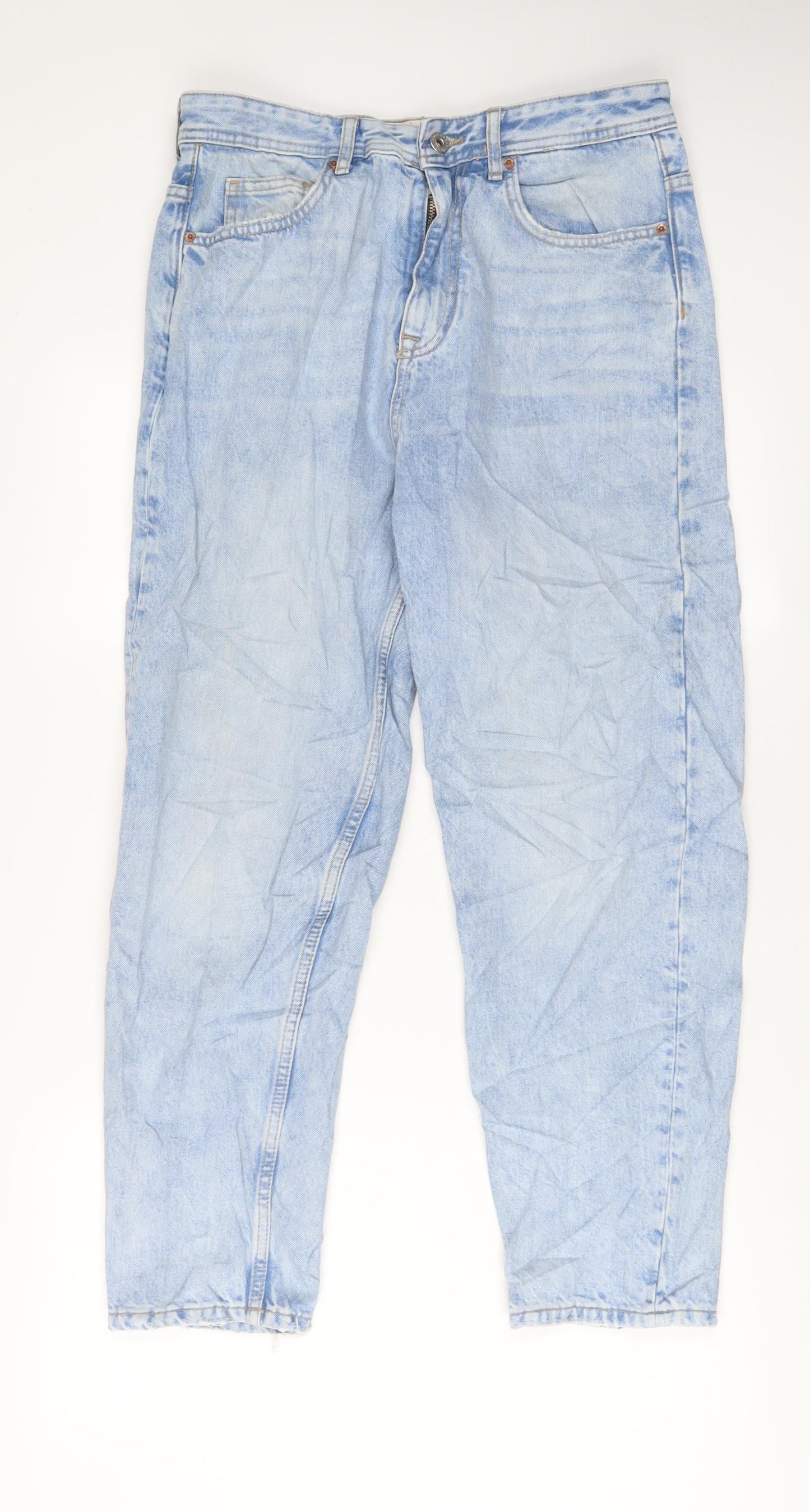Pull&Bear Womens Blue Cotton Straight Jeans Size 10 L28 in Regular Zip