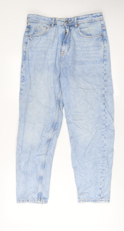 Pull&Bear Womens Blue Cotton Straight Jeans Size 10 L28 in Regular Zip