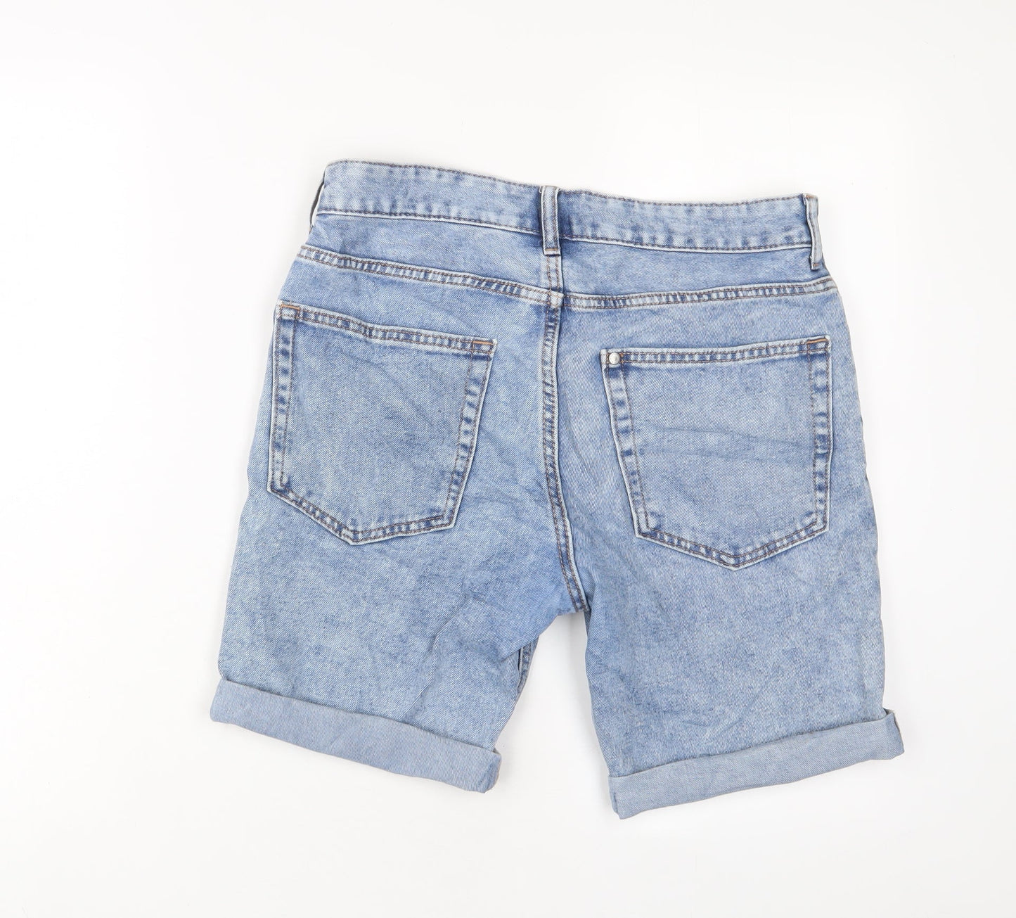 H&M Mens Blue Cotton Bermuda Shorts Size 30 in L8 in Slim Button