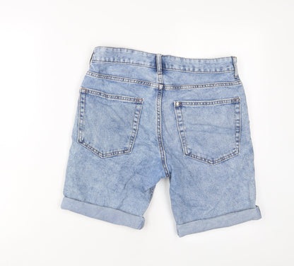 H&M Mens Blue Cotton Bermuda Shorts Size 30 in L8 in Slim Button