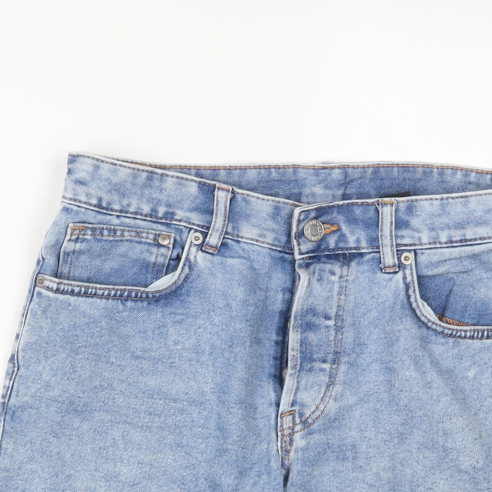 H&M Mens Blue Cotton Bermuda Shorts Size 30 in L8 in Slim Button