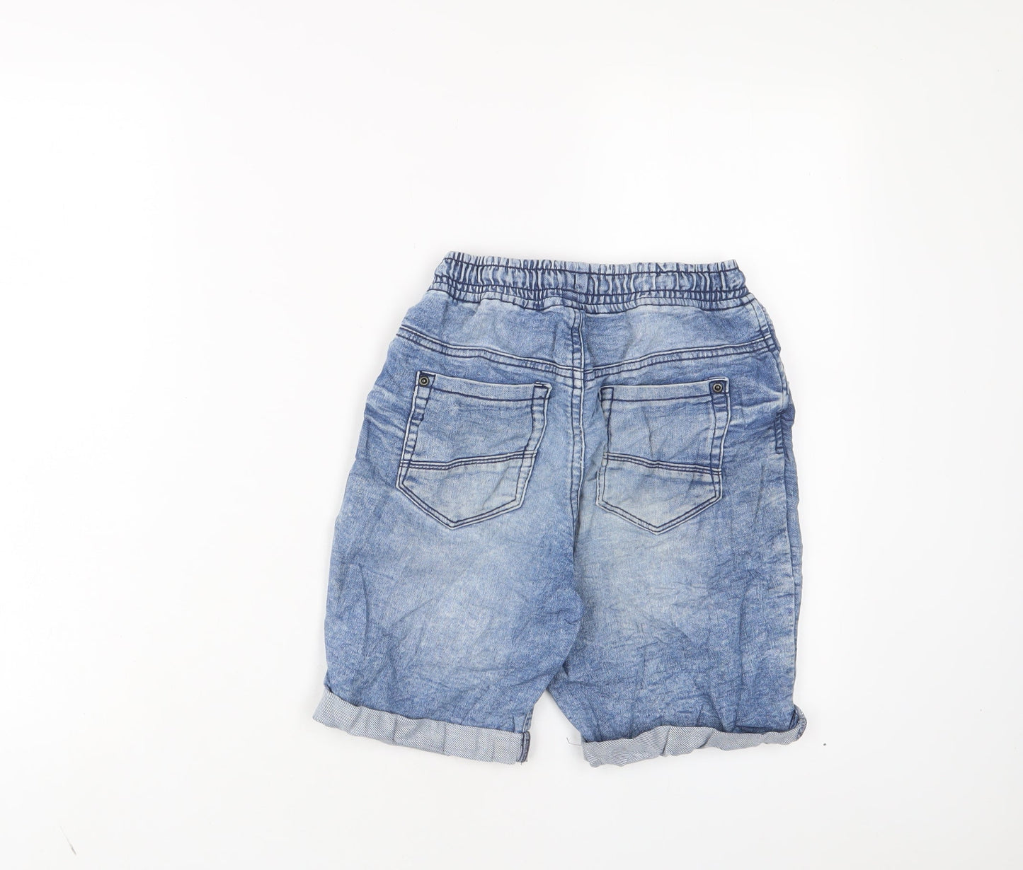 TU Boys Blue Cotton Bermuda Shorts Size 9 Years L7 in Regular Drawstring