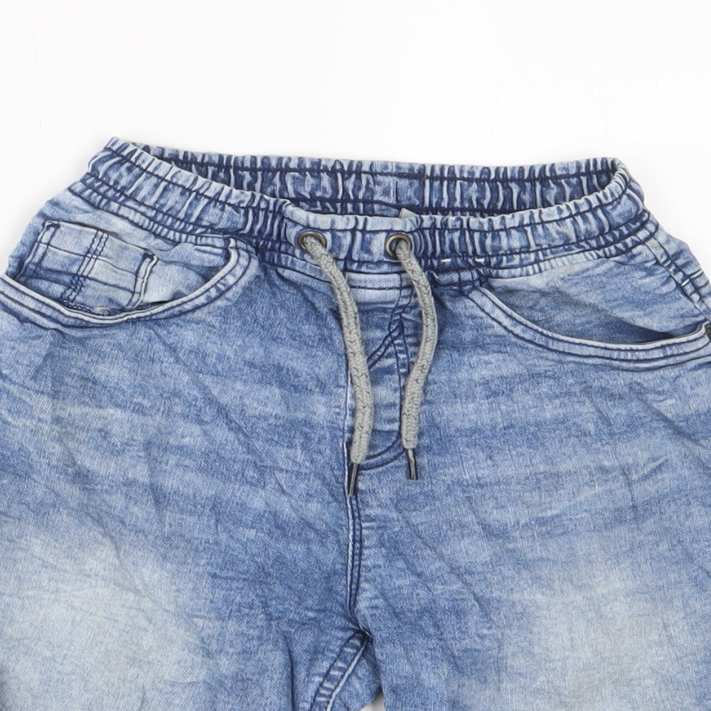 TU Boys Blue Cotton Bermuda Shorts Size 9 Years L7 in Regular Drawstring
