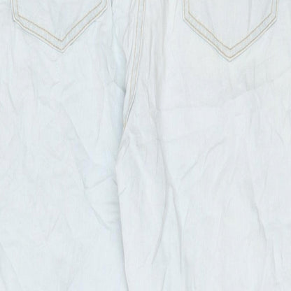 Boohoo Womens Blue Cotton Straight Jeans Size 10 L26 in Regular Zip