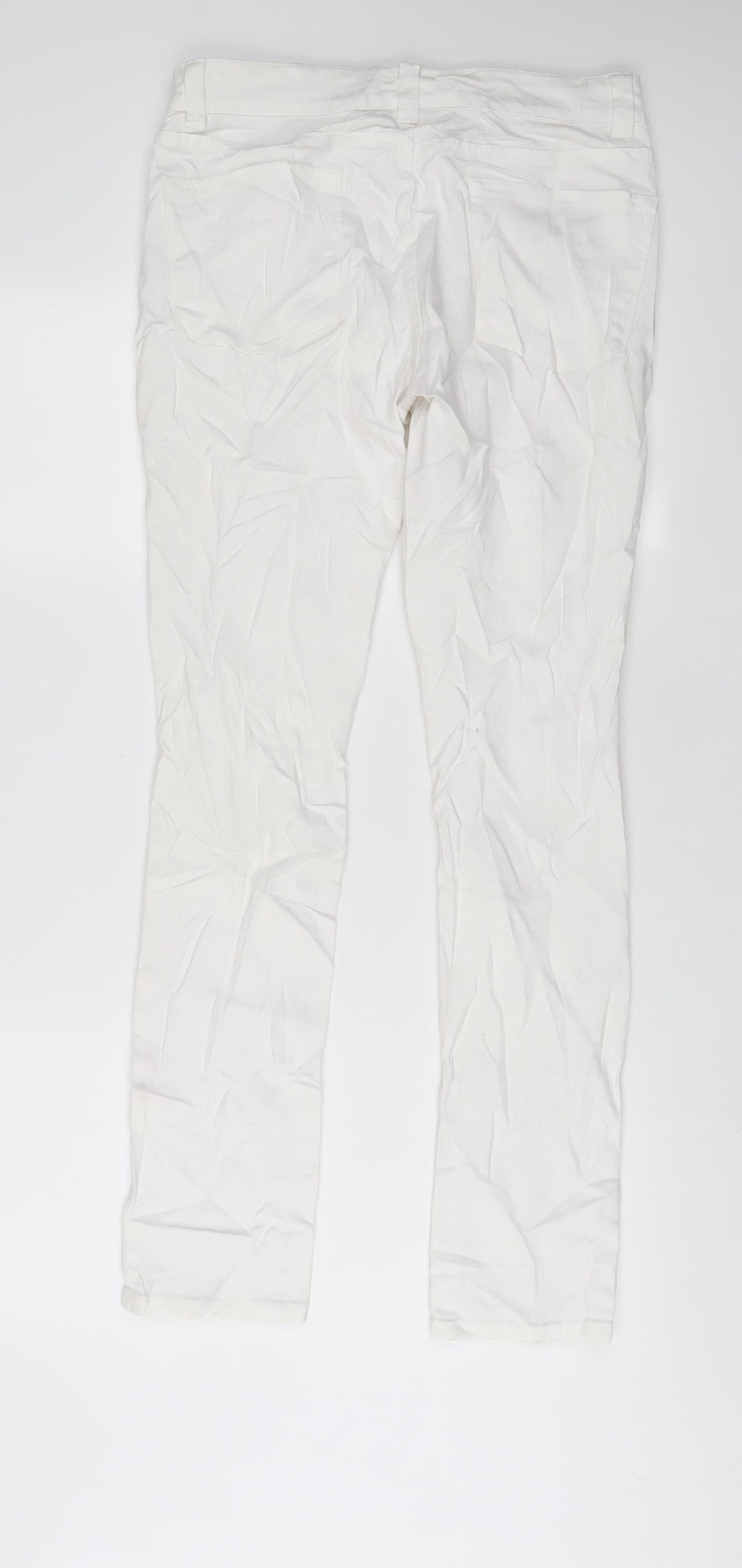 THE WHITE COMPANY Womens White Cotton Skinny Jeans Size 10 L31 in Regular Zip