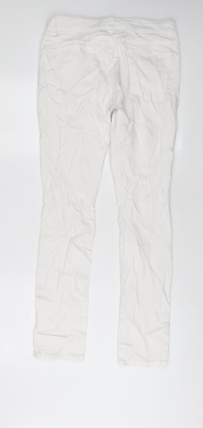 THE WHITE COMPANY Womens White Cotton Skinny Jeans Size 10 L31 in Regular Zip