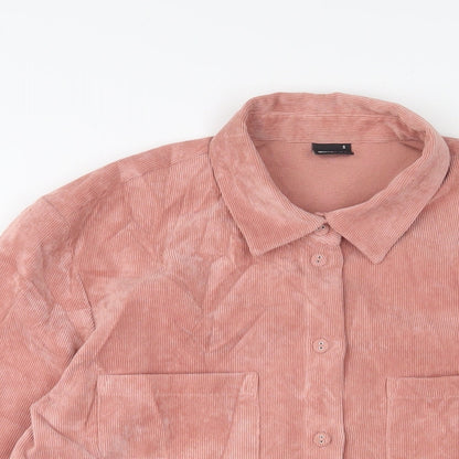 Gina Tricot Womens Pink Polyester Basic Button-Up Size S Collared