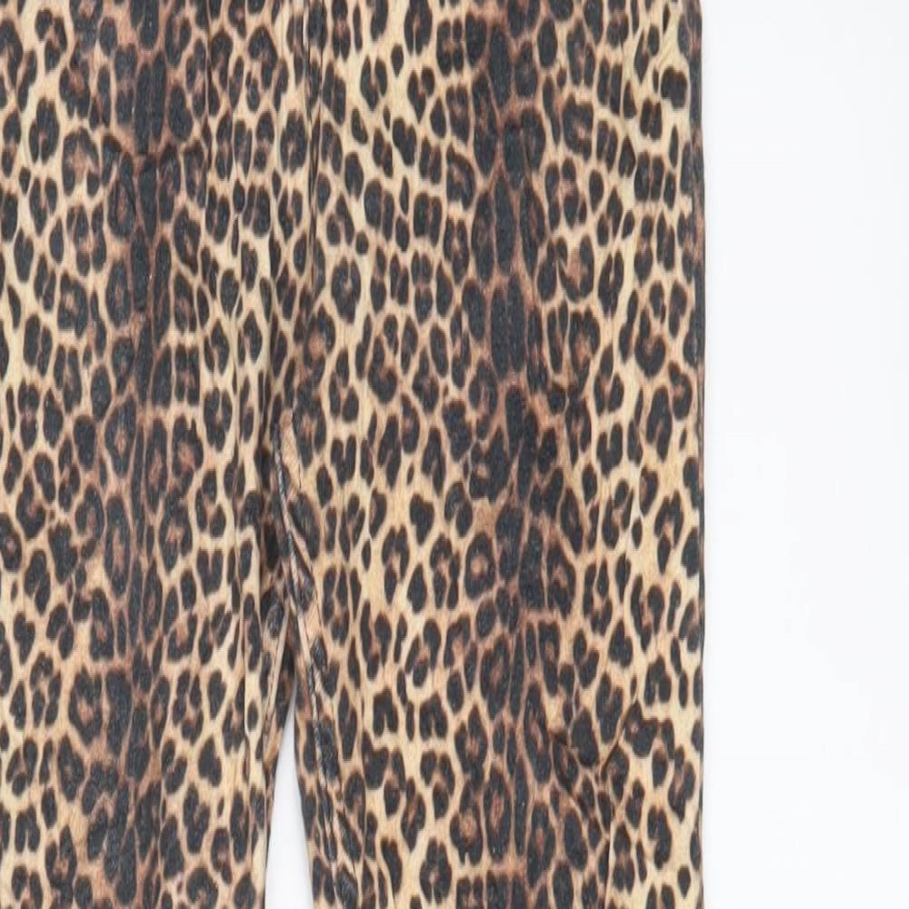 Zara Womens Brown Animal Print Cotton Skinny Jeans Size 8 L27 in Regular Zip