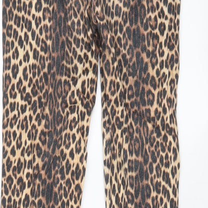 Zara Womens Brown Animal Print Cotton Skinny Jeans Size 8 L27 in Regular Zip