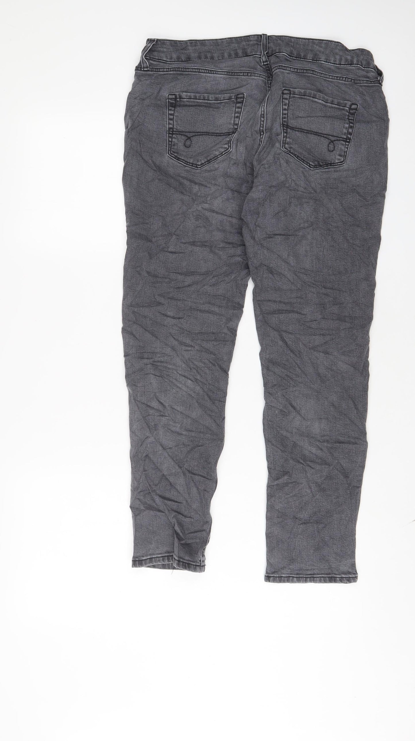 Indigo Womens Grey Cotton Skinny Jeans Size 14 L28 in Regular Zip