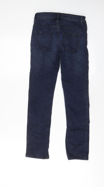 TU Girls Blue Cotton Straight Jeans Size 10 Years L24 in Regular Zip - Adjustable waist