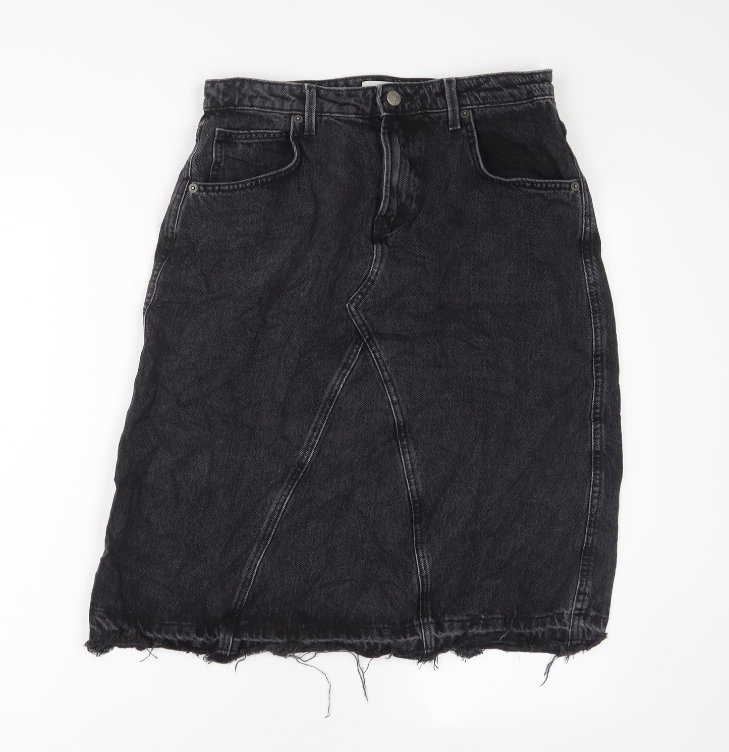 ONLY Womens Black Cotton A-Line Skirt Size M Zip