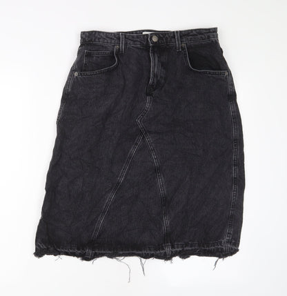 ONLY Womens Black Cotton A-Line Skirt Size M Zip