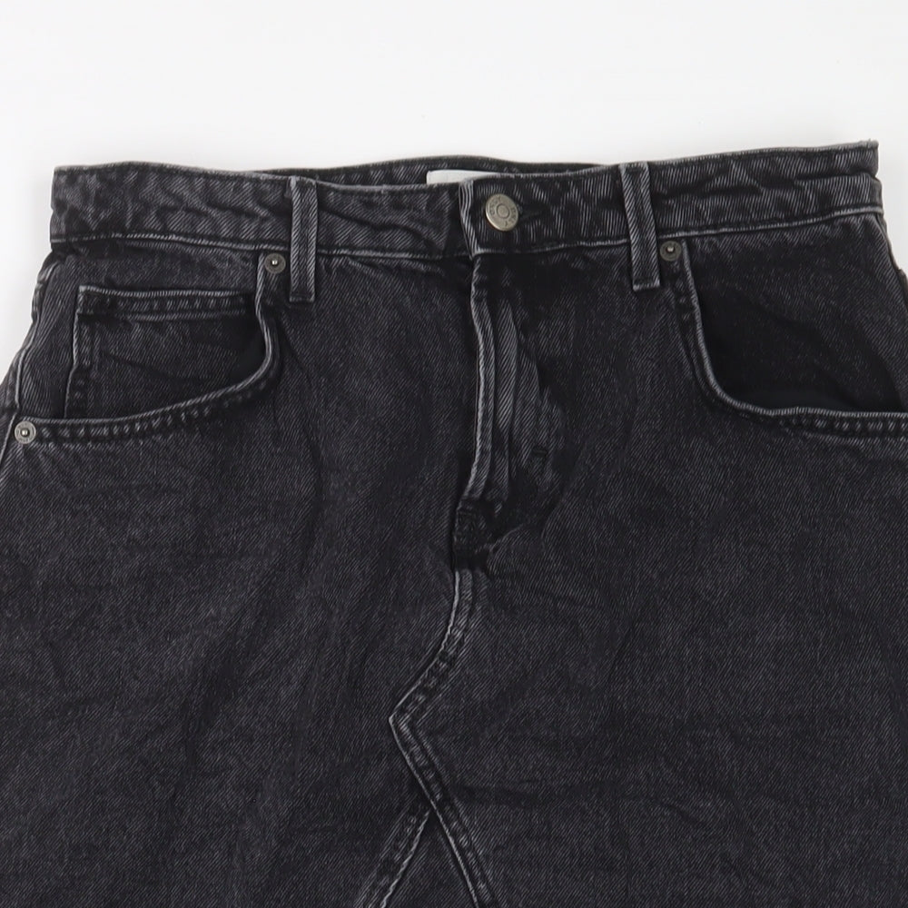 ONLY Womens Black Cotton A-Line Skirt Size M Zip