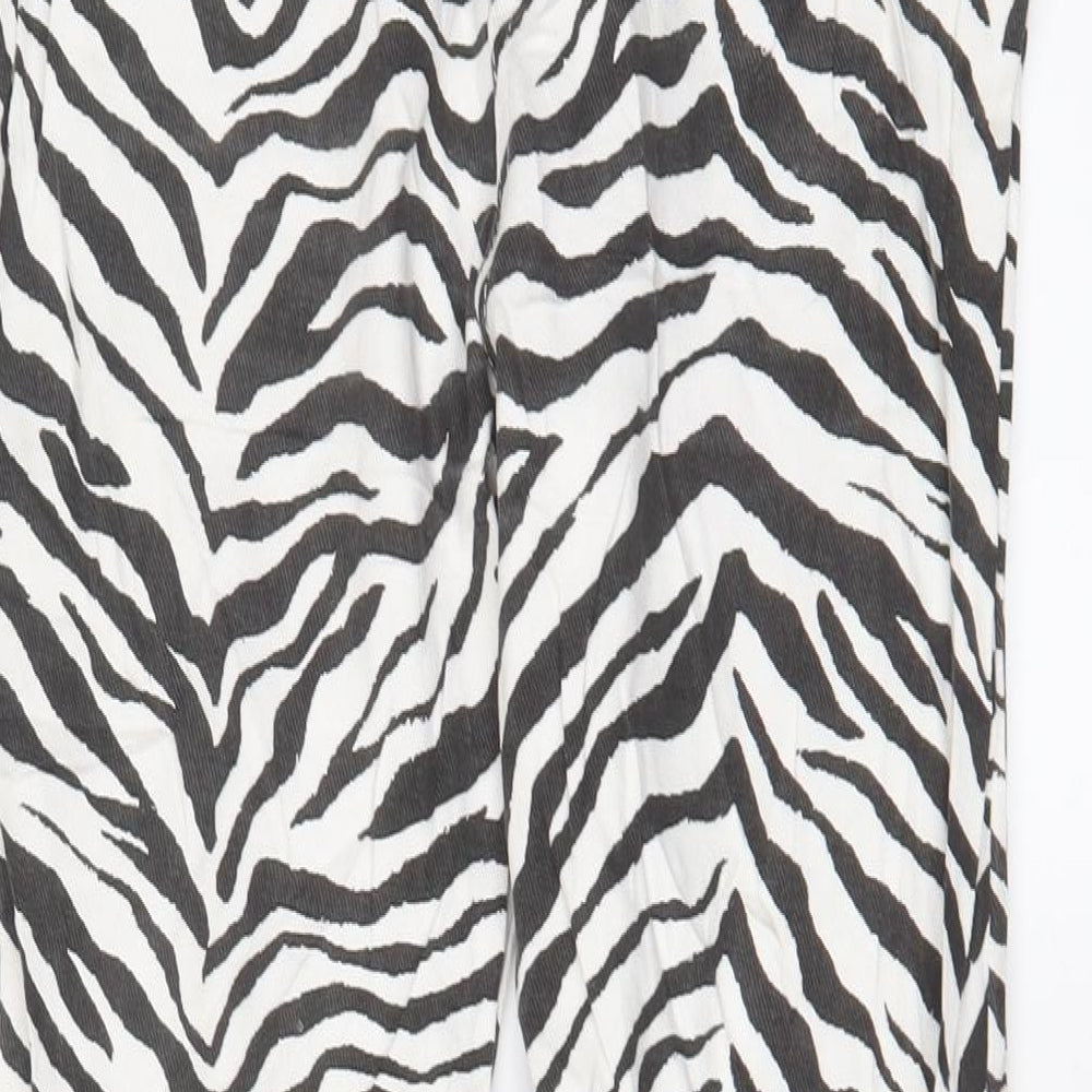 Mango Womens White Animal Print Cotton Straight Jeans Size 10 L30 in Regular Zip