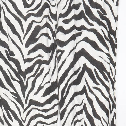 Mango Womens White Animal Print Cotton Straight Jeans Size 10 L30 in Regular Zip