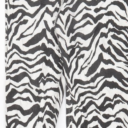 Mango Womens White Animal Print Cotton Straight Jeans Size 10 L30 in Regular Zip