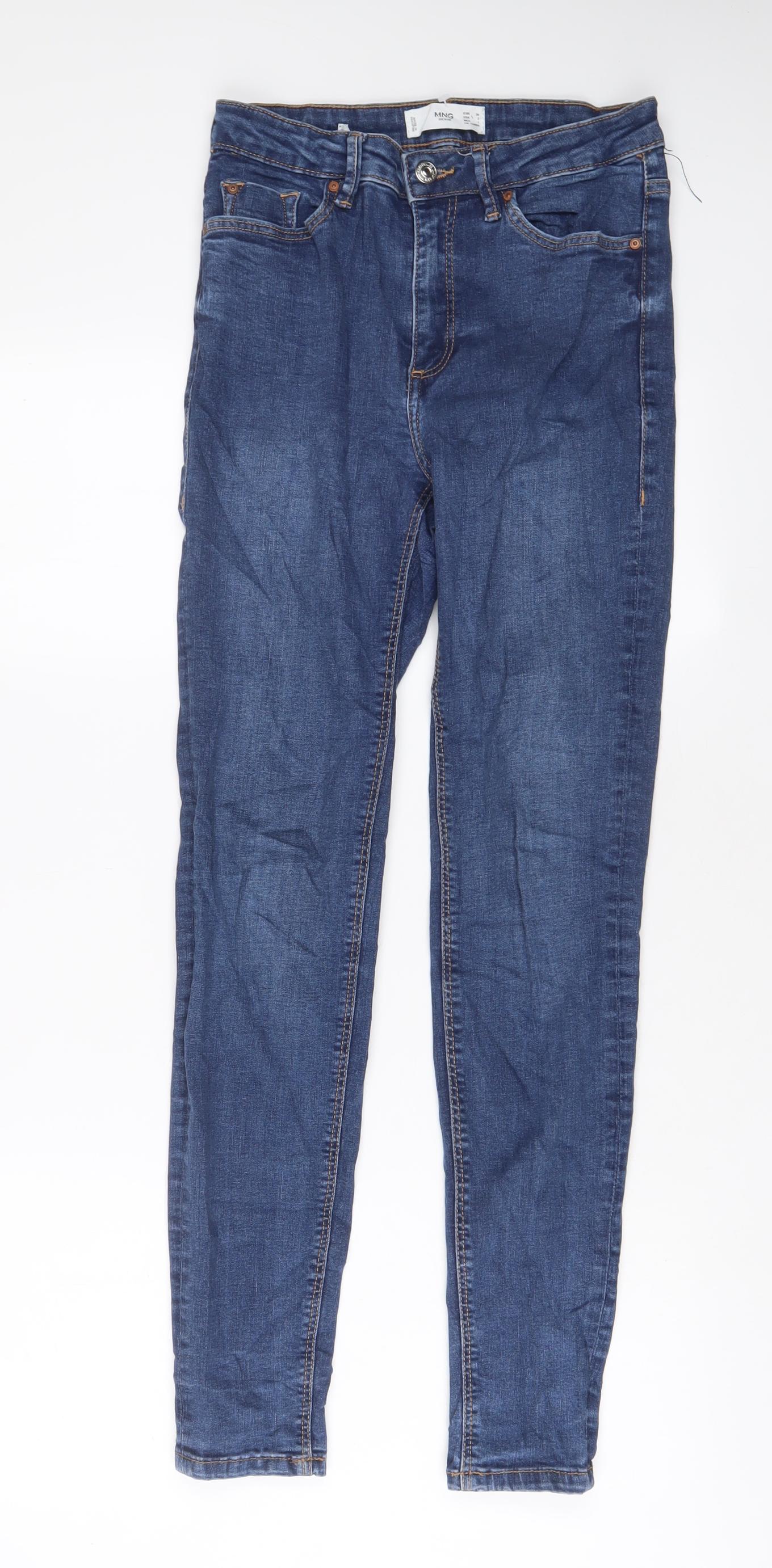 Mango Womens Blue Cotton Skinny Jeans Size 6 L29 in Regular Zip