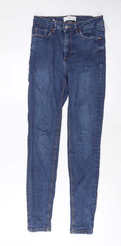 Mango Womens Blue Cotton Skinny Jeans Size 6 L29 in Regular Zip