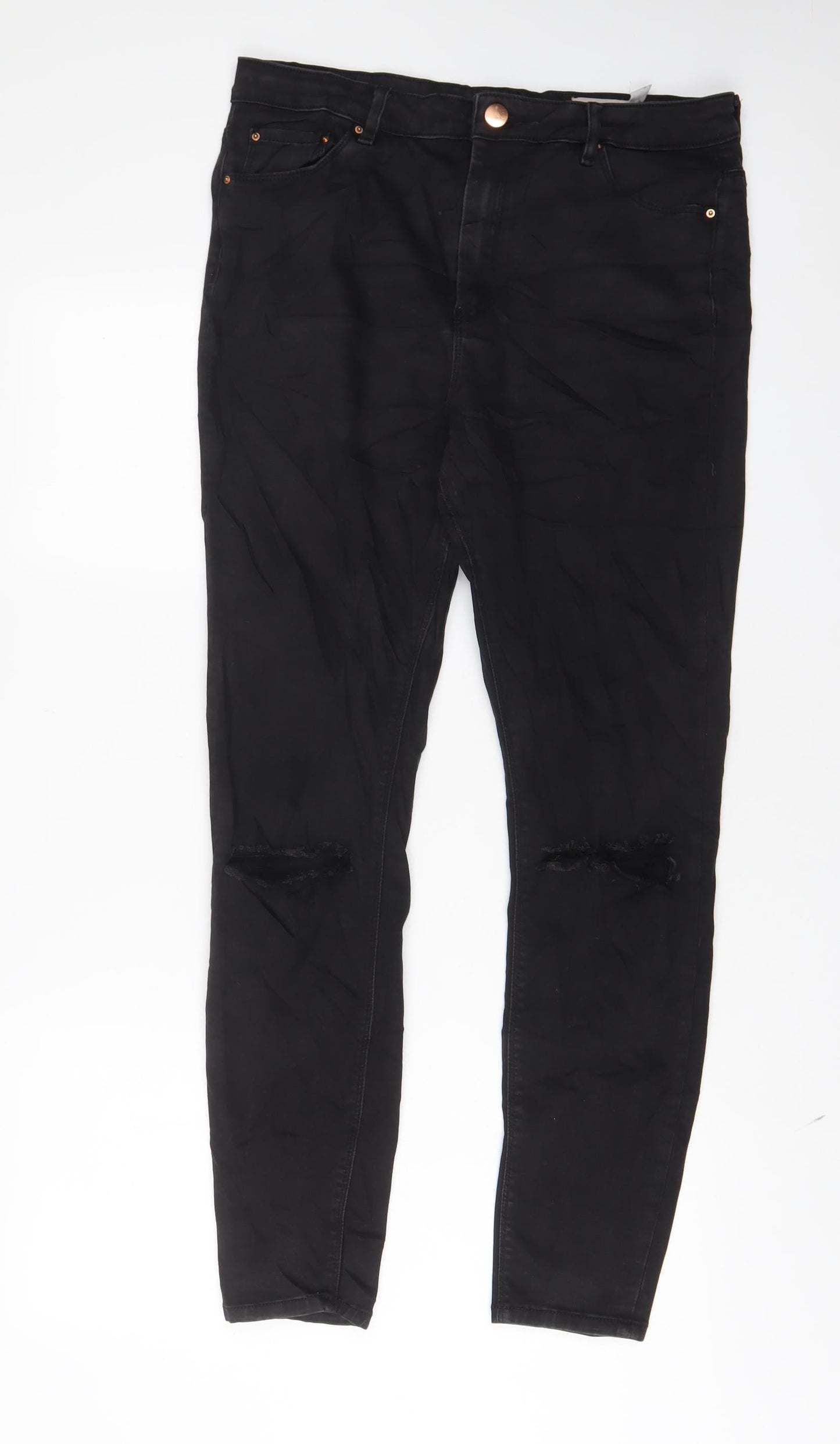 ASOS Womens Black Cotton Skinny Jeans Size 32 in L34 in Regular Zip