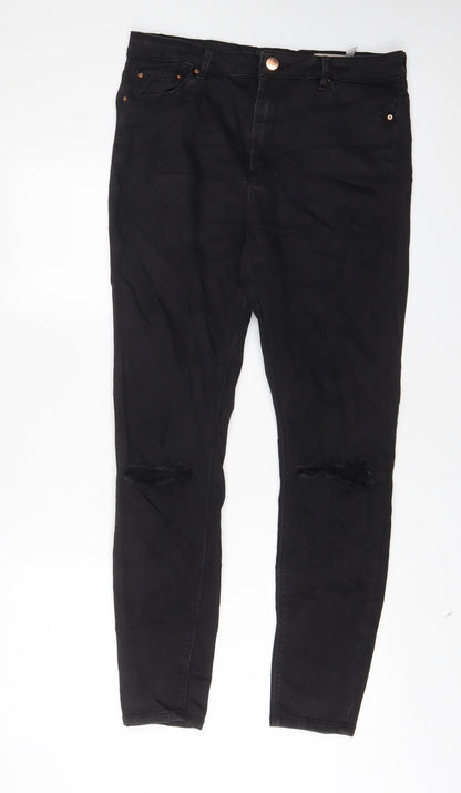ASOS Womens Black Cotton Skinny Jeans Size 32 in L34 in Regular Zip