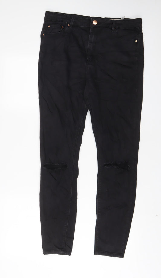 ASOS Womens Black Cotton Skinny Jeans Size 32 in L34 in Regular Zip