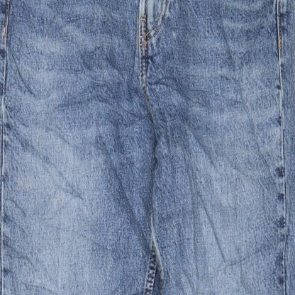 Zara Womens Blue Cotton Mom Jeans Size 8 L29 in Regular Zip