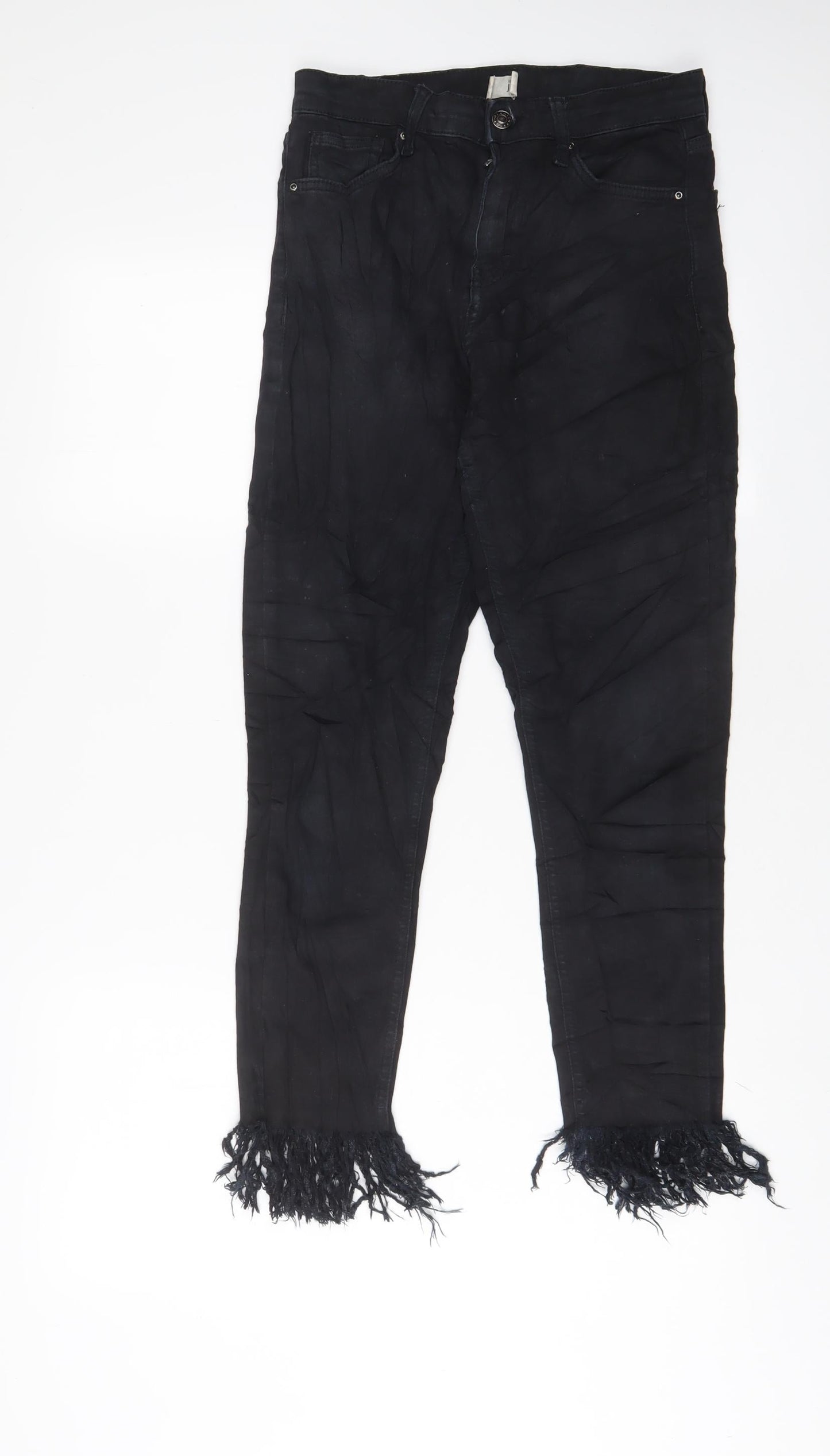 Topshop Womens Black Cotton Skinny Jeans Size 28 in L30 in Regular Zip