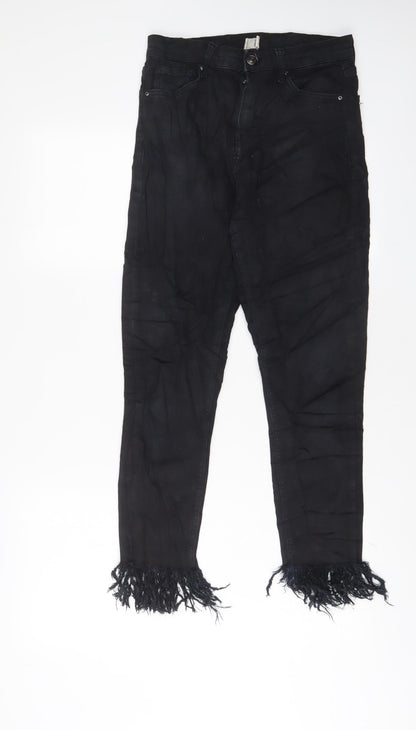 Topshop Womens Black Cotton Skinny Jeans Size 28 in L30 in Regular Zip