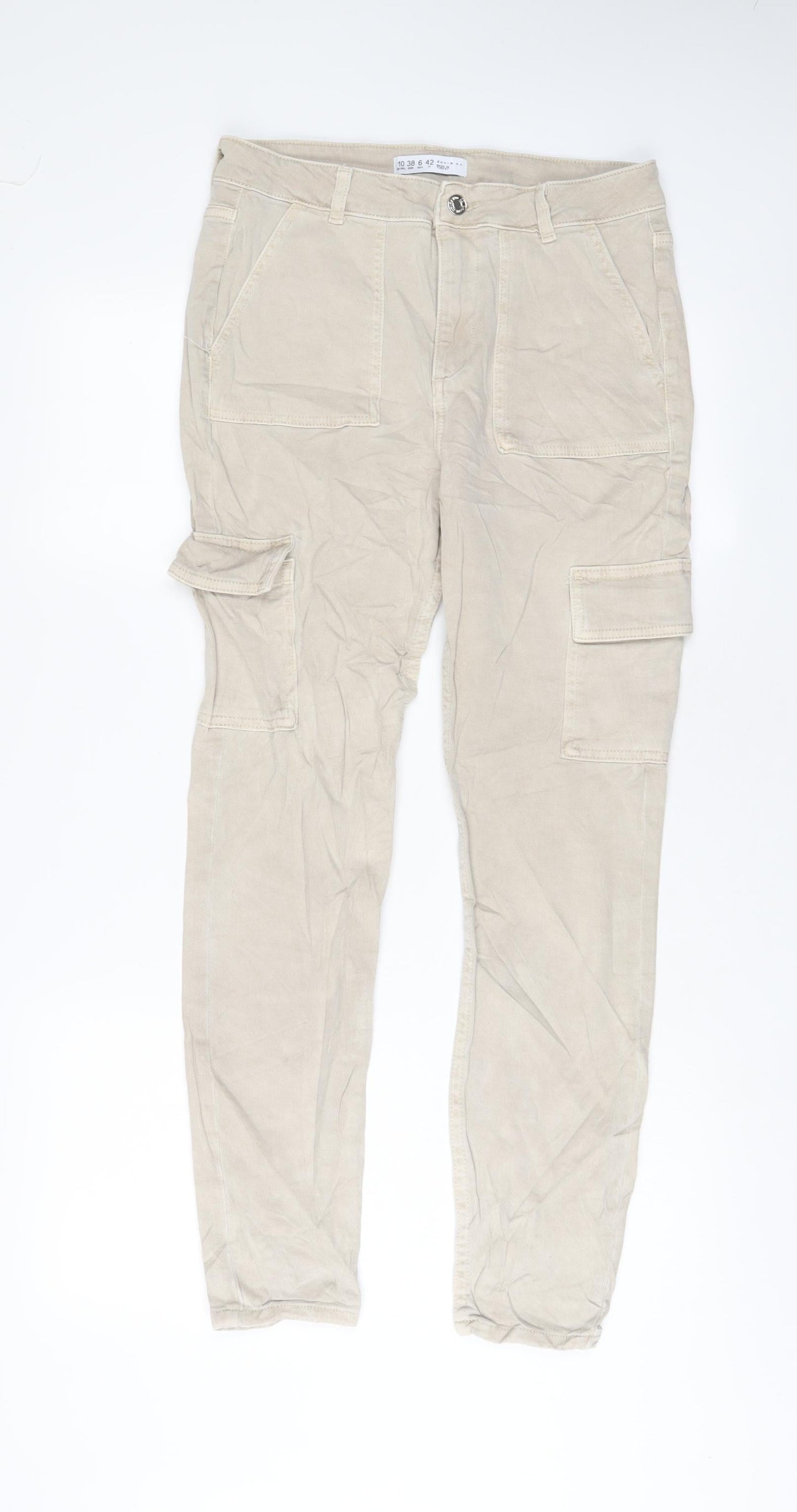 Denim & Co. Womens Beige Cotton Skinny Jeans Size 10 L28 in Regular Zip