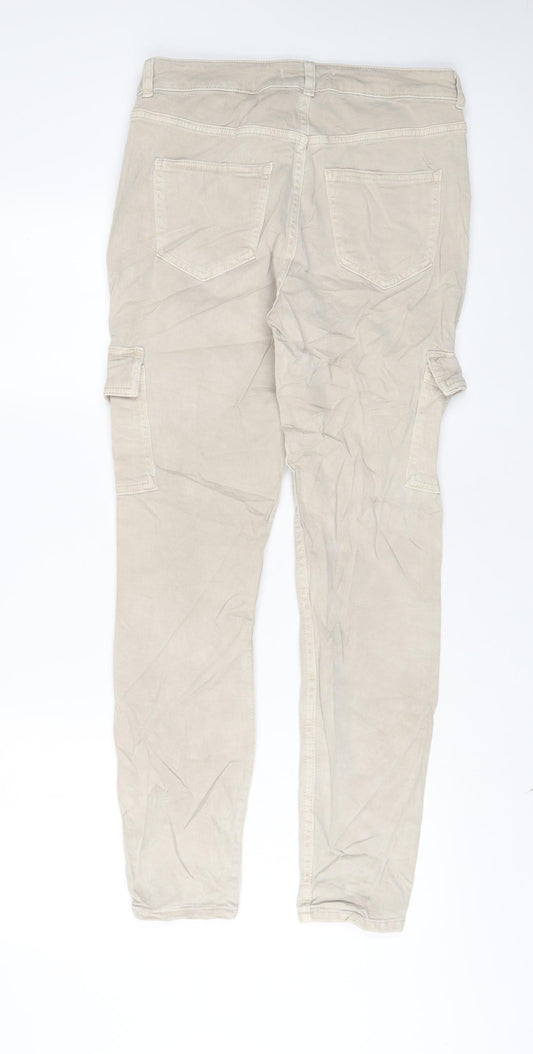 Denim & Co. Womens Beige Cotton Skinny Jeans Size 10 L28 in Regular Zip