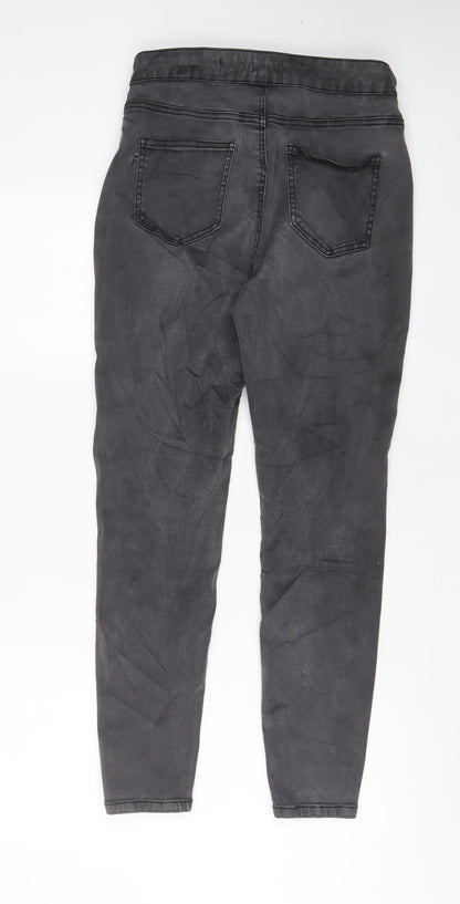 TU Womens Grey Cotton Skinny Jeans Size 14 L27 in Regular Zip