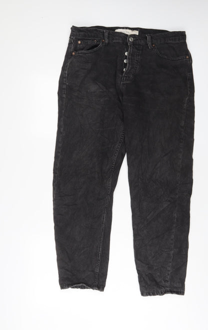 Mens UK Size 32 in Topman Regular Fit Straight Black Jeans