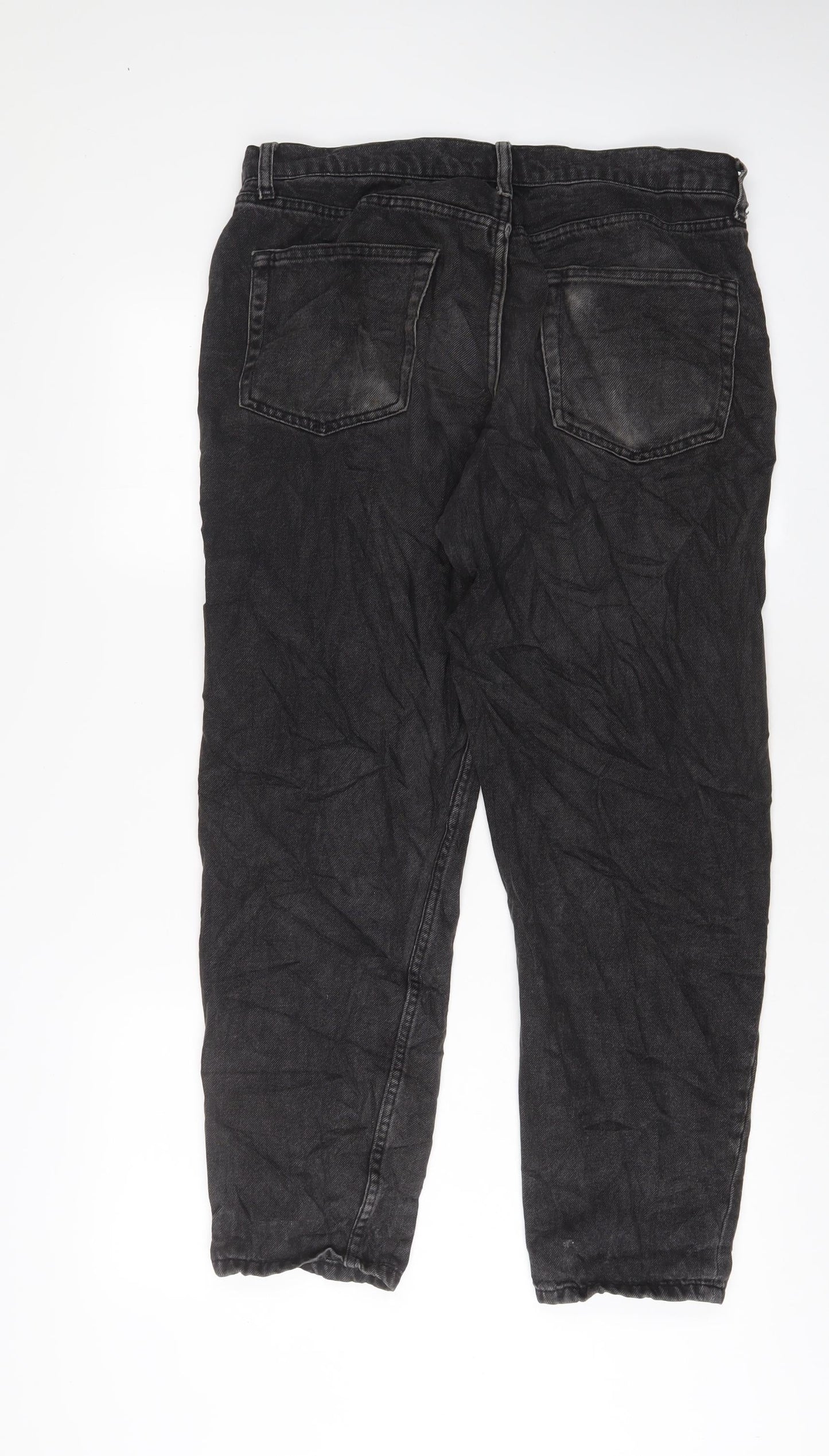 Mens UK Size 32 in Topman Regular Fit Straight Black Jeans