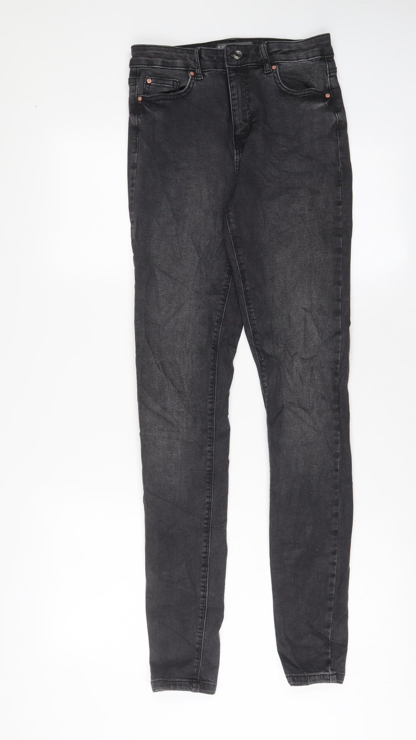 Denim & Co. Womens Grey Cotton Skinny Jeans Size 10 L32 in Regular Zip