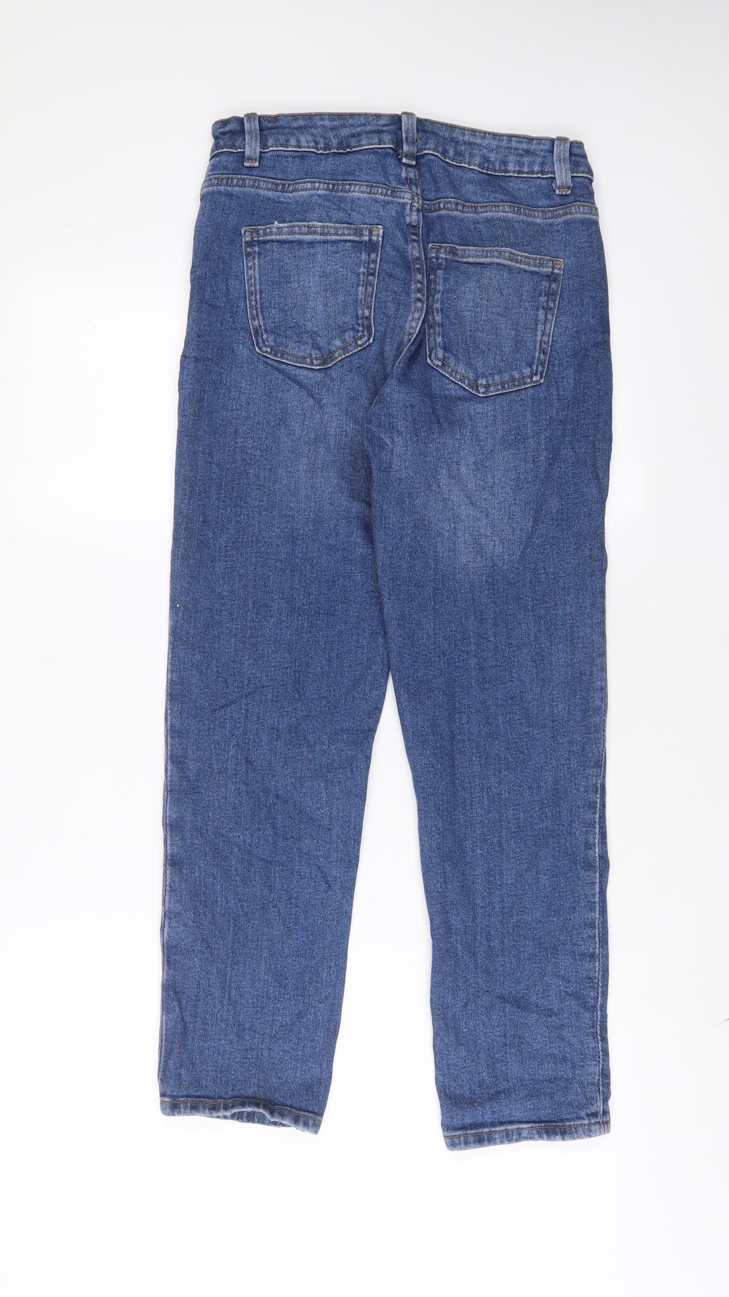Denim & Co. Womens Blue Cotton Straight Jeans Size 8 L27 in Regular Zip