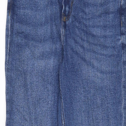 Denim & Co. Womens Blue Cotton Straight Jeans Size 8 L27 in Regular Zip