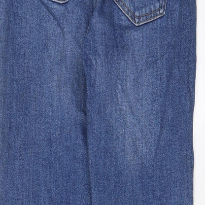 Denim & Co. Womens Blue Cotton Straight Jeans Size 8 L27 in Regular Zip