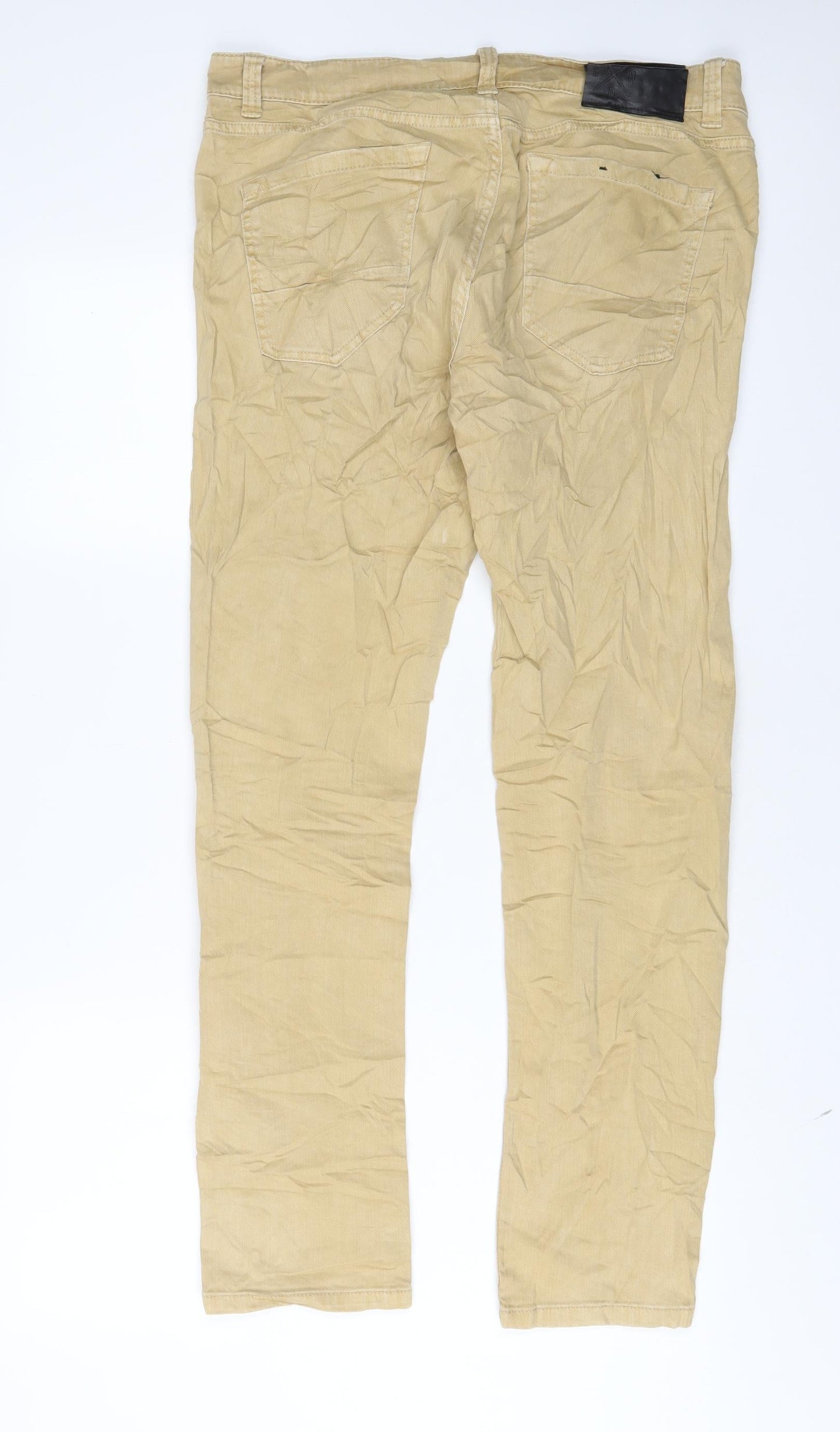 Clockhouse Mens Beige Cotton Skinny Jeans Size 32 in L32 in Regular Zip