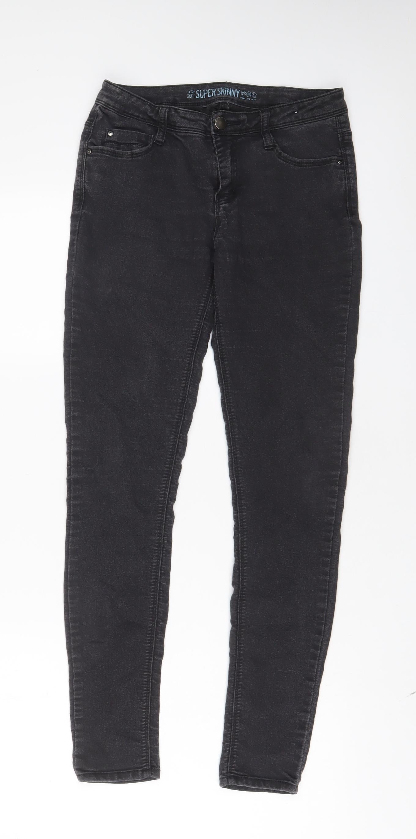 Denim & Co. Womens Grey Cotton Skinny Jeans Size 10 L29 in Regular Zip