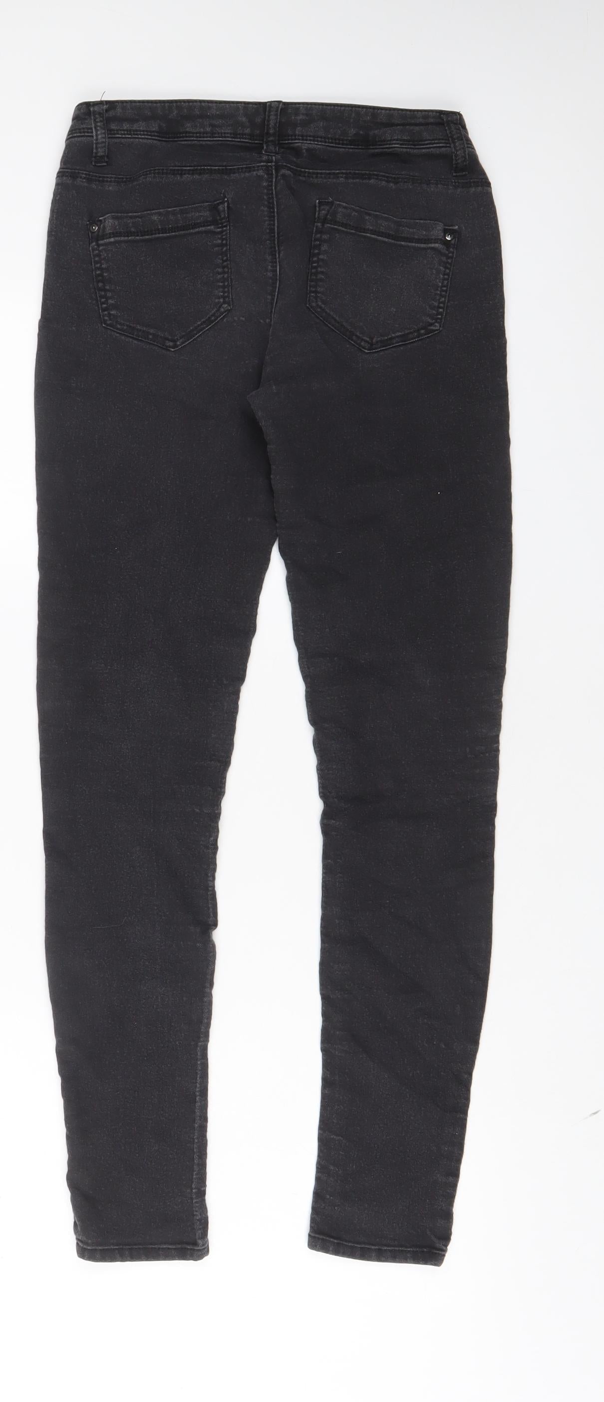 Denim & Co. Womens Grey Cotton Skinny Jeans Size 10 L29 in Regular Zip