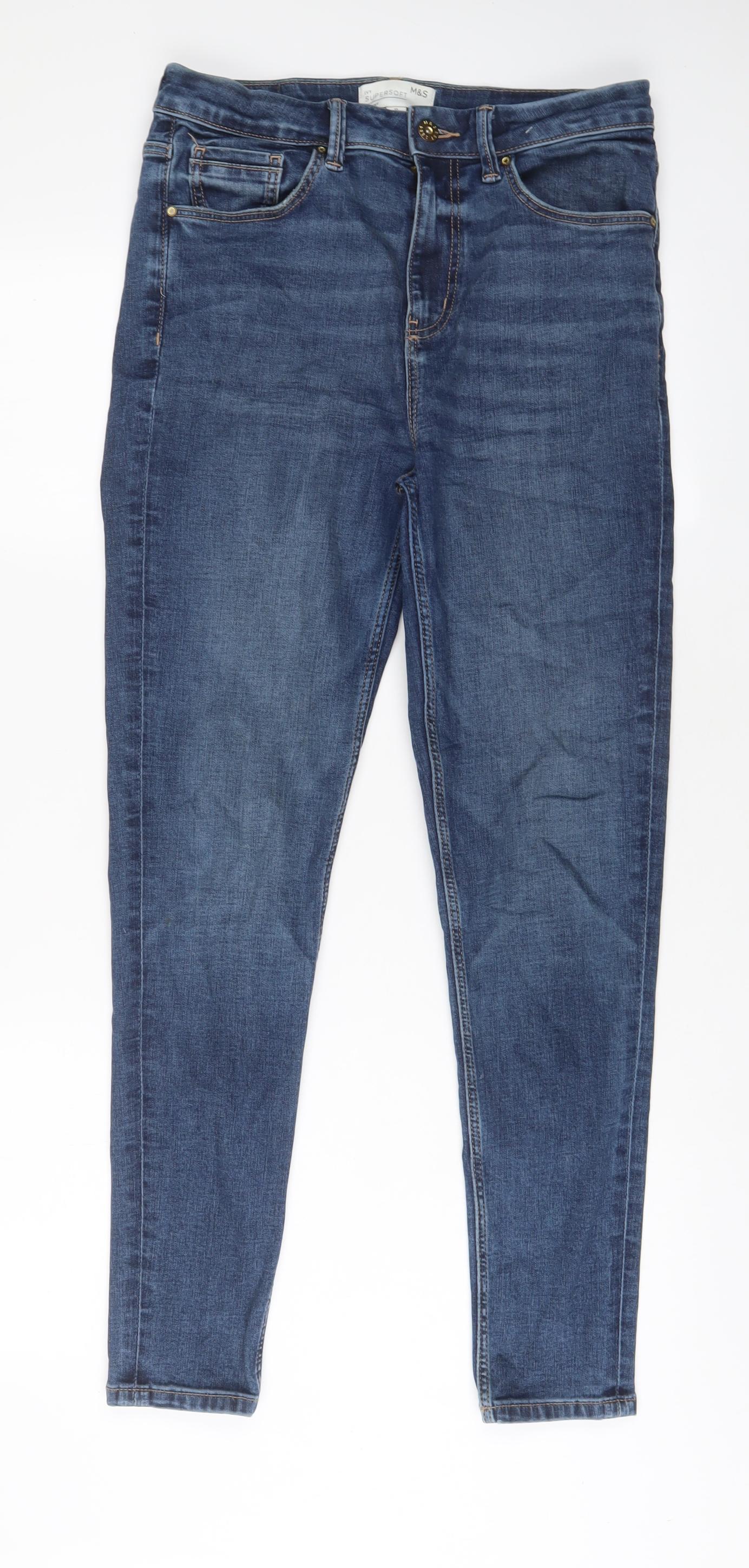 Womens UK Size 12 Marks and Spencer Regular Fit Skinny Blue Jeans