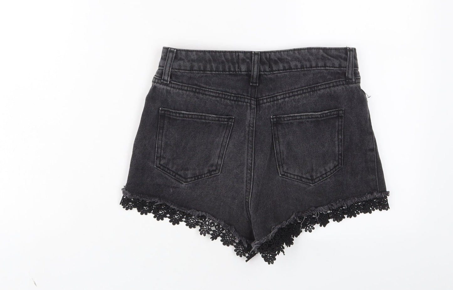 Miss Selfridge Womens Black Cotton Basic Shorts Size 6 Regular Button