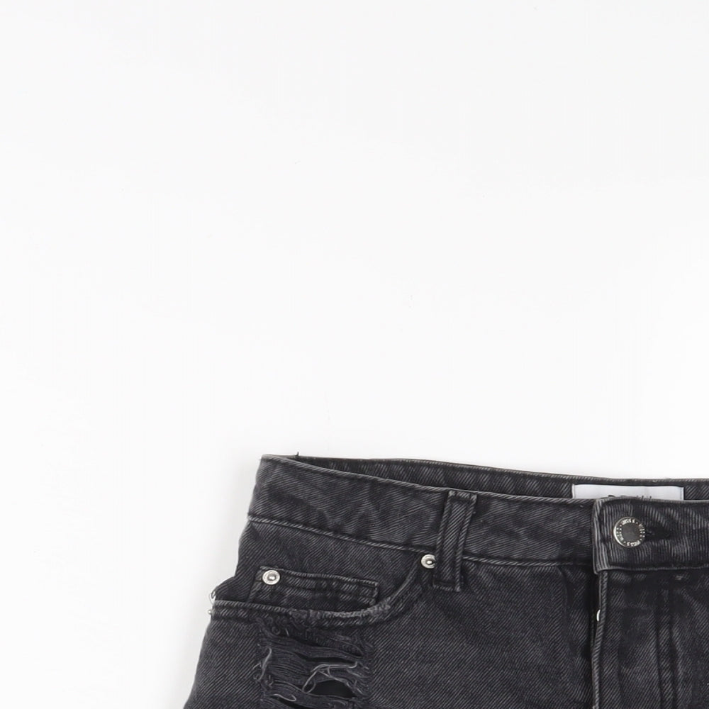 Miss Selfridge Womens Black Cotton Basic Shorts Size 6 Regular Button