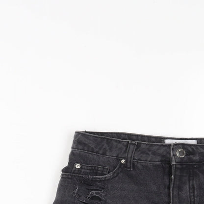 Miss Selfridge Womens Black Cotton Basic Shorts Size 6 Regular Button