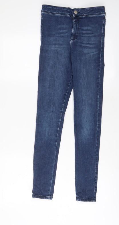 Miss Selfridge Womens Blue Cotton Skinny Jeans Size 8 L28 in Regular Zip