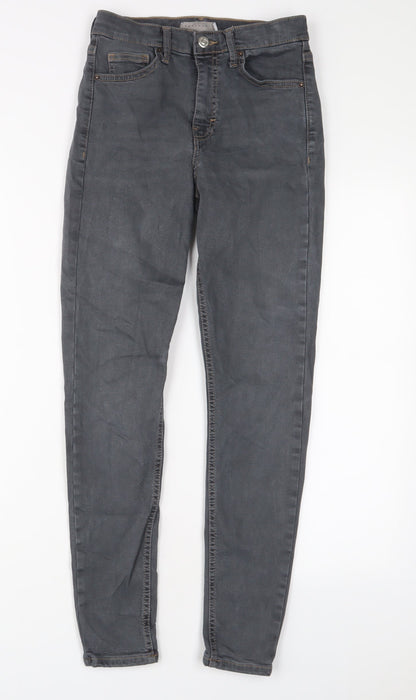 Topshop Womens Grey Cotton Skinny Jeans Size 26 in L32 in Regular Zip